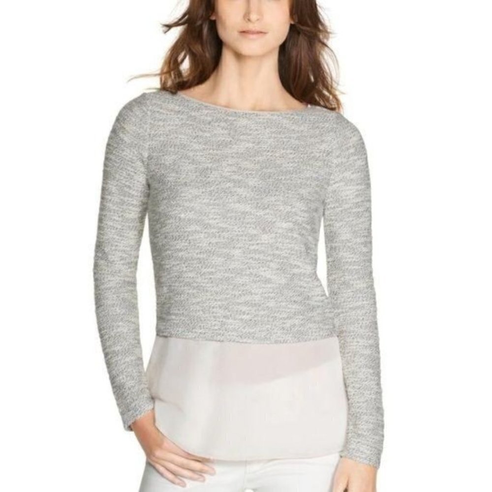 White House Black Market Layered Chiffon Knit Top